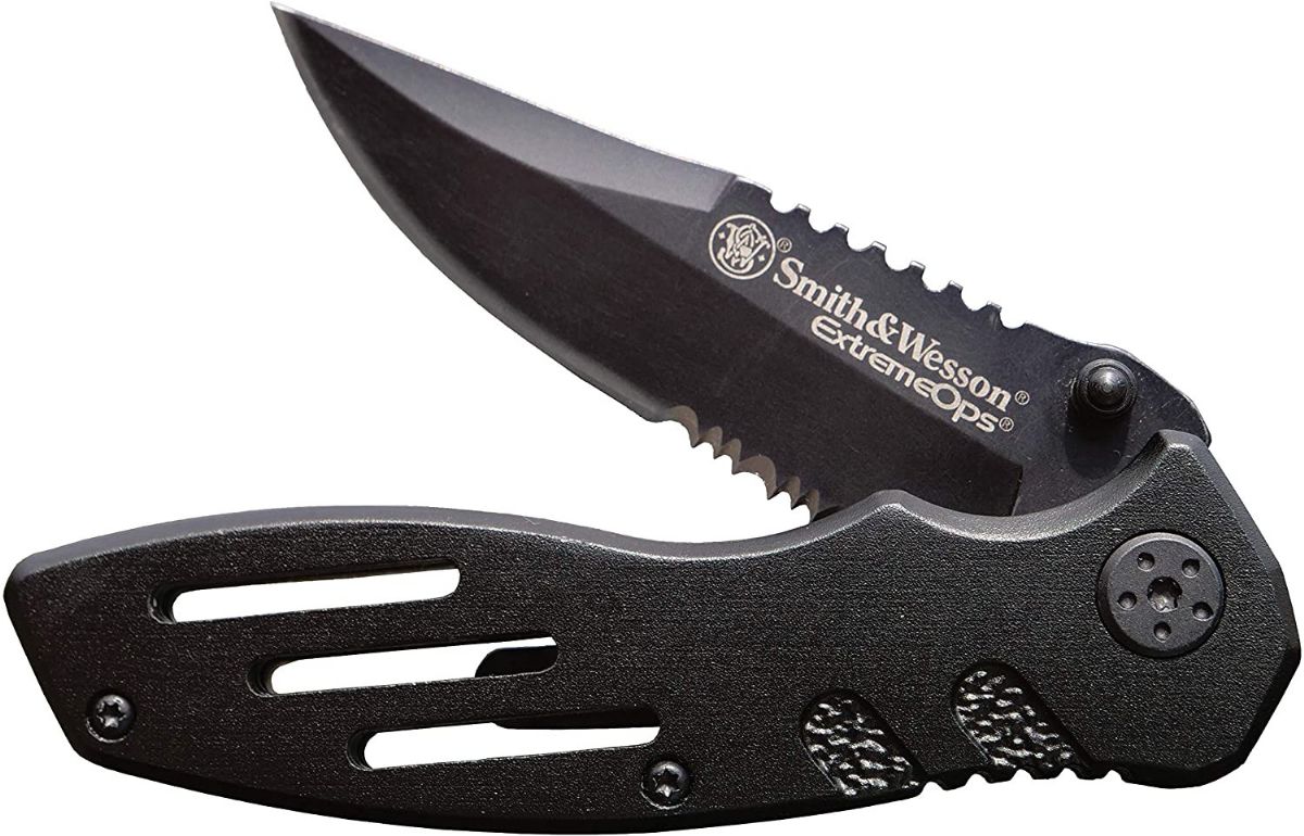 Smith & Wesson Extreme Ops SWA24S 7.1in S.S. Folding Knife with 3.1in Serrated Clip Point Blade