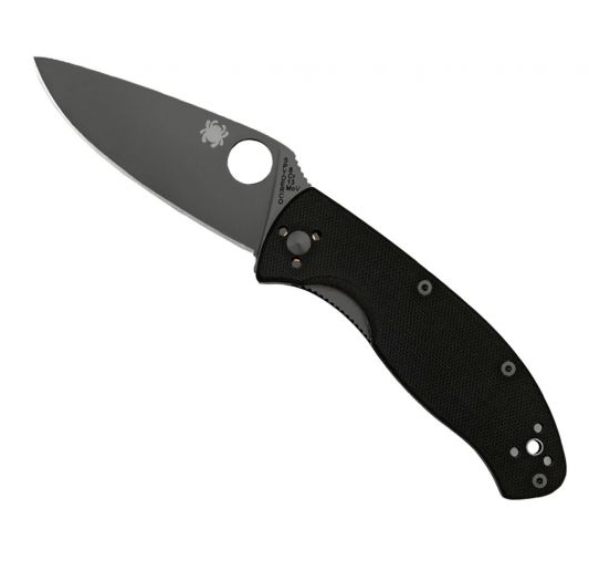 SPYDERCO TENACIOUS G-10 PLAIN EDGE BLACK BLADE KNIFE, BLACK