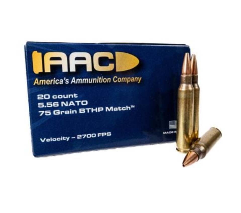 AAC 5.56 NATO 75 GRAIN BTHP MATCH W/ CANNELURE 20RD BOX
