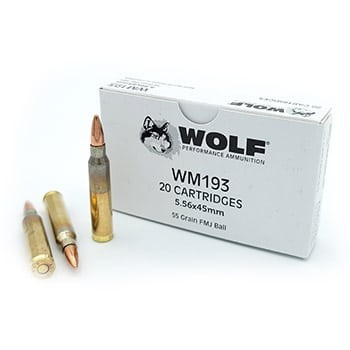 Wolf Ammunition - 5.56x45mm - 55 Grain - WM193 - FMJ - Wolf Performance - 1,000 Rounds