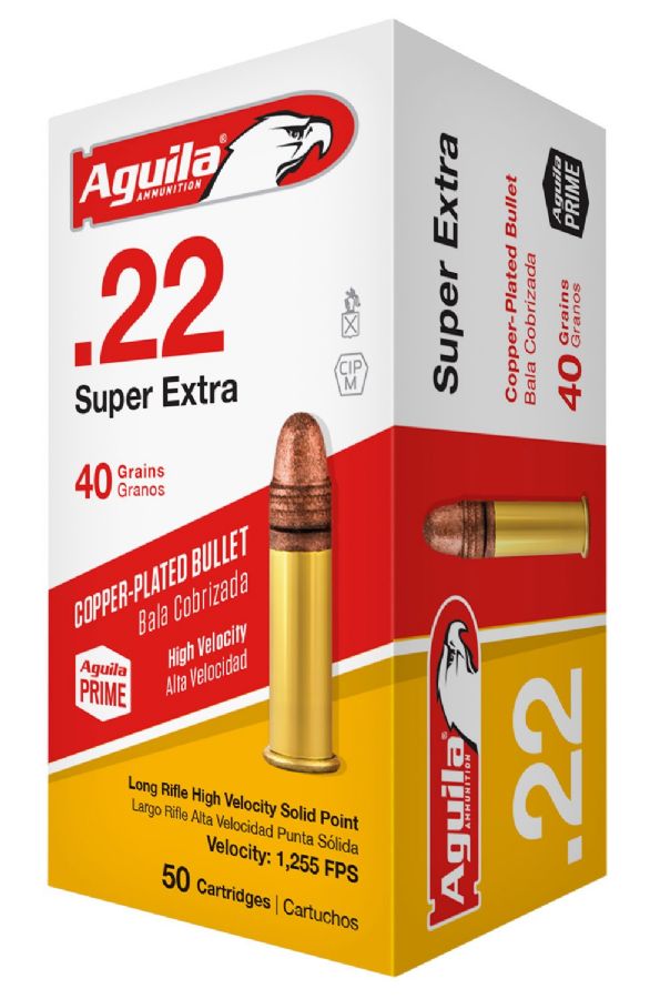 Aguila Standard High Velocity 22 LR 40 gr Copper-Plated Solid Point 50rd Bx