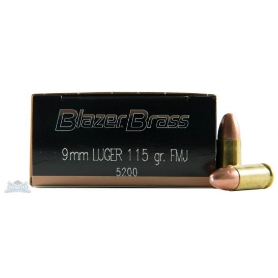 CCI Blazer Brass 9mm 115gr FMJ Ammunition, 50 Round Box - 5200