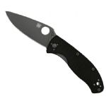 SPYDERCO TENACIOUS G-10 PLAIN EDGE BLACK BLADE KNIFE, BLACK