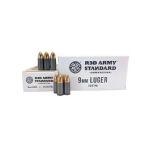 Red Army Standard - 9mm - 115 Grain - FMJ - Steel Case - 1000 Rounds