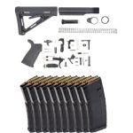 Palmetto State Armory Magpul MOE Lower Build Kit, Black & 10 Magpul PMAG 30rd Gen2 MOE 5.56x45 Magazines