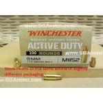100 Round Box - 9mm Luger 115 Grain Flat Nose FMJ Ball Winchester M1152 Active Duty Ammo - WIN9MHSC - Limit 2
